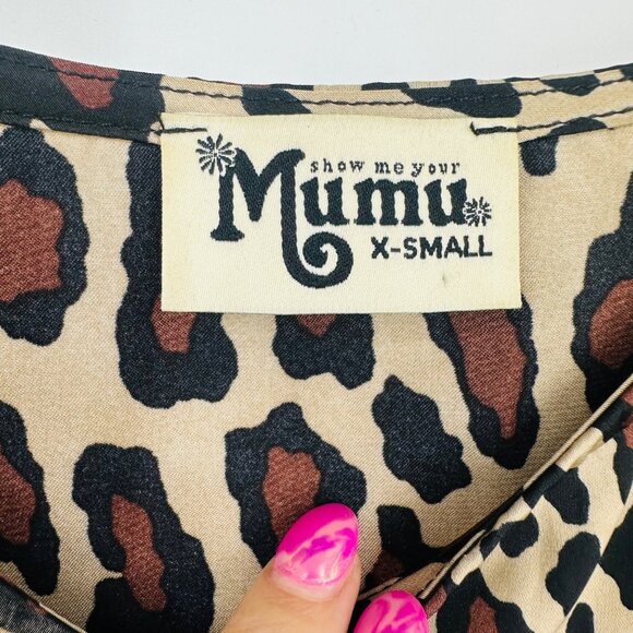 Show Me Your Mumu Julia Tank Top V-neck Silky Cheetah Print Adjustable Straps XS - Picture 4 of 5